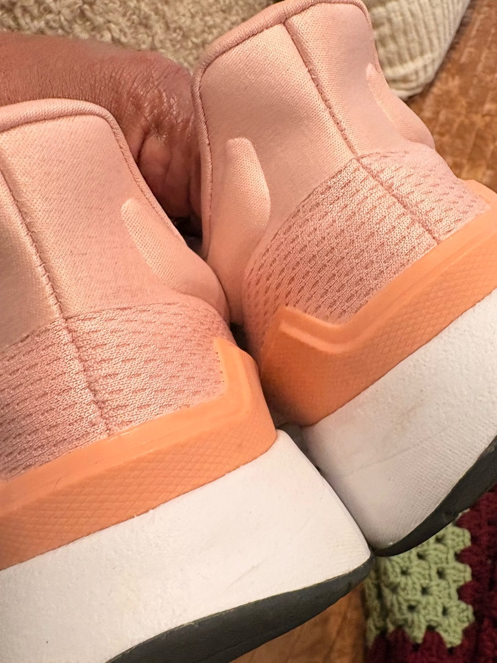 adidas Women's Peach/Pink Athletic Running Shoes with Yellow Accent - Picture 3 of 4